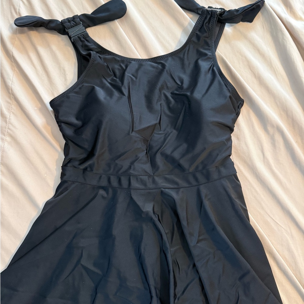Latched Mama Black swim top with Tie Straps